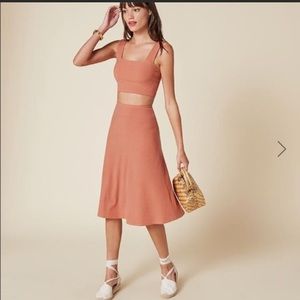 Reformation 2 piece salmon dress